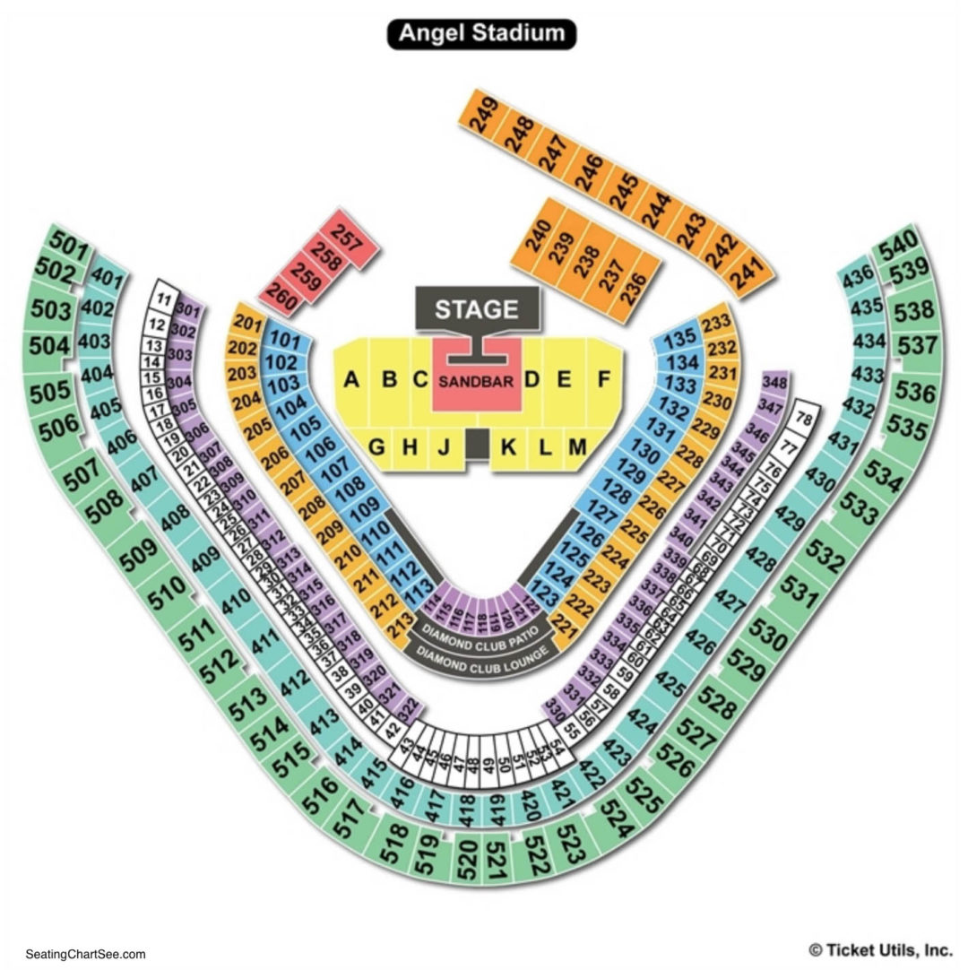 Angel Stadium of Anaheim Concert Seating Chart.