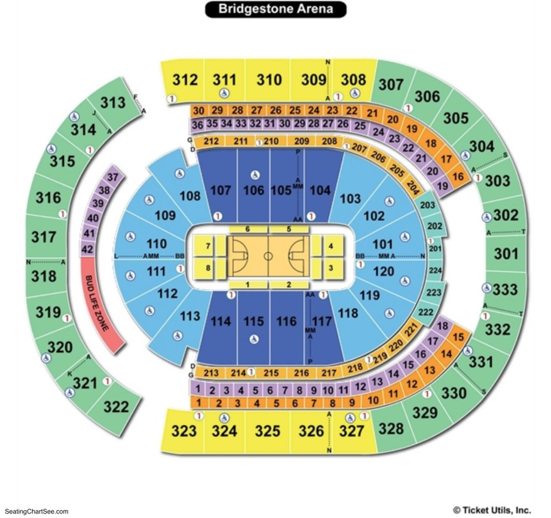 Bridgestone arena seat map