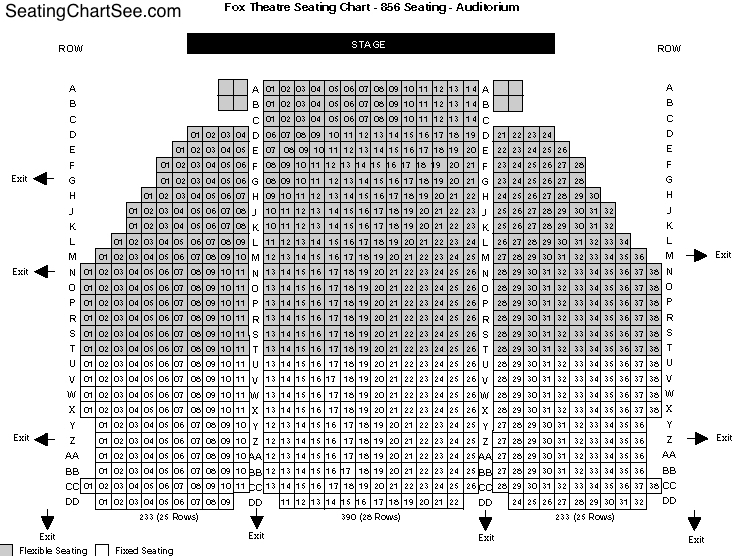 Fox Theater Redwood City Seating Chart