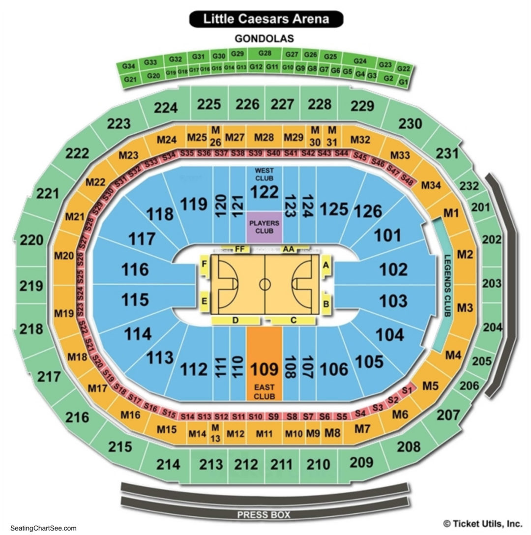 Little Caesars Arena Seating Chart Charts Tickets