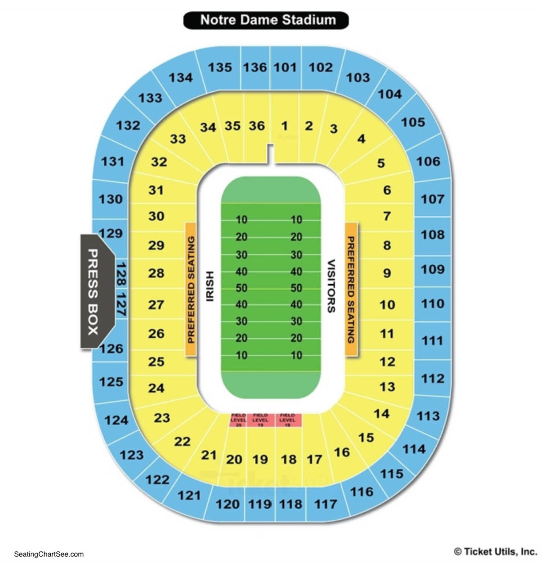 Notre Dame Stadium Seating Chart | Seating Charts &amp; Tickets