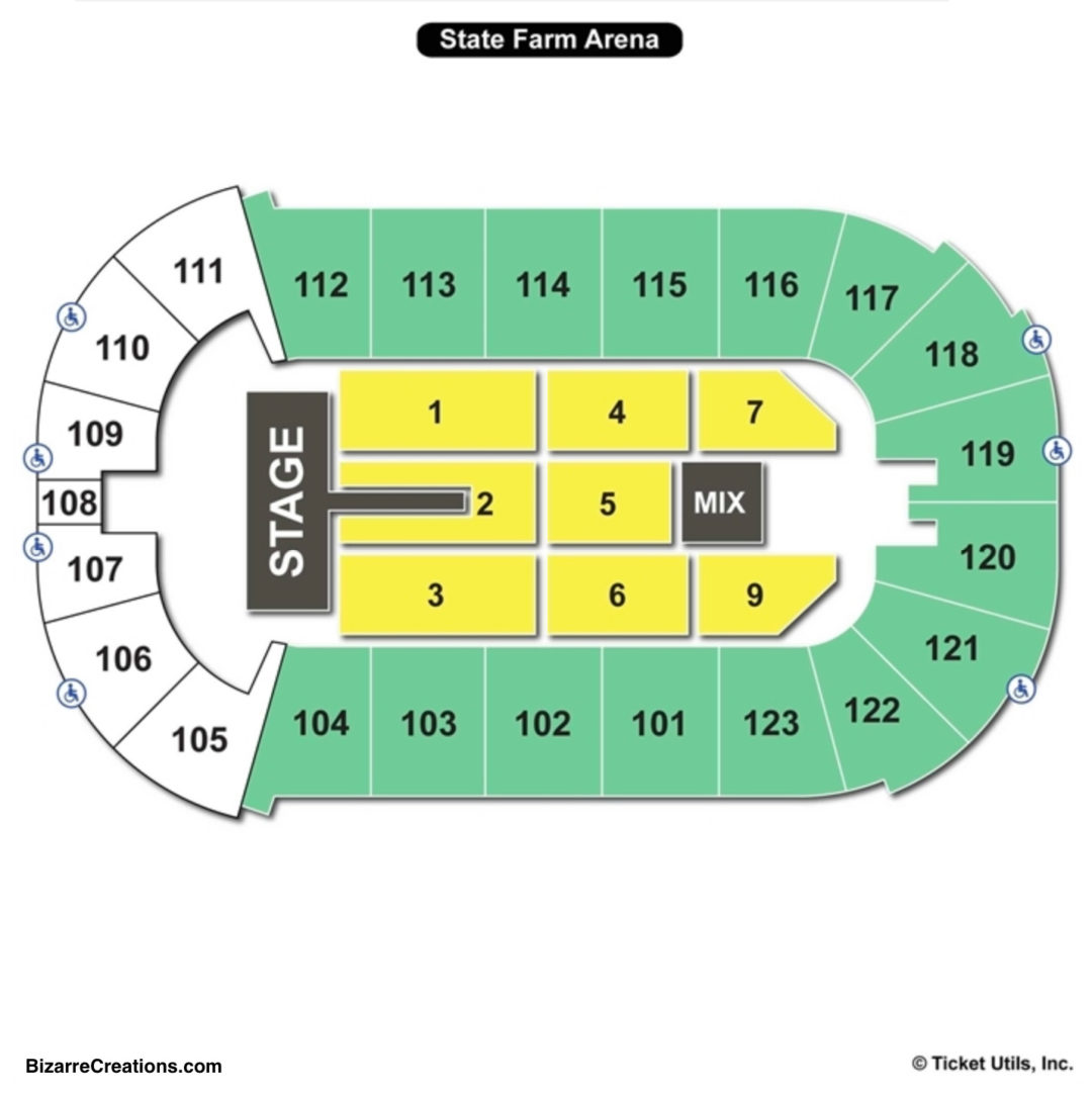 State Farm Arena Seating Chart With Rows And Seat Numbers