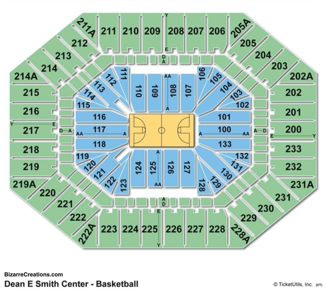 Seating Dean Smith Chart Dome Unc Basketball Rows Charts Tickets North Caro...