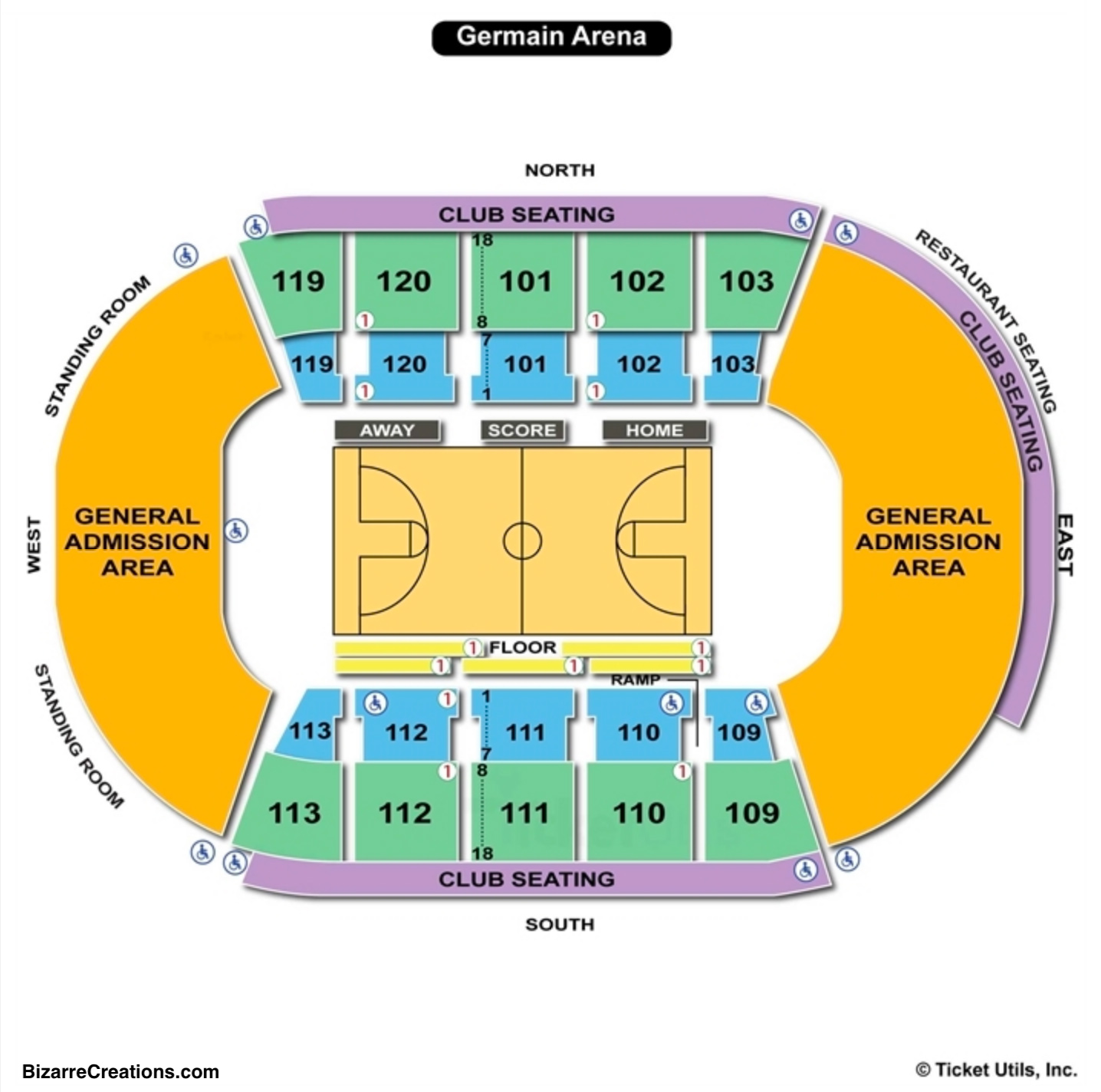 Germain Arena Basketball Seating Chart.