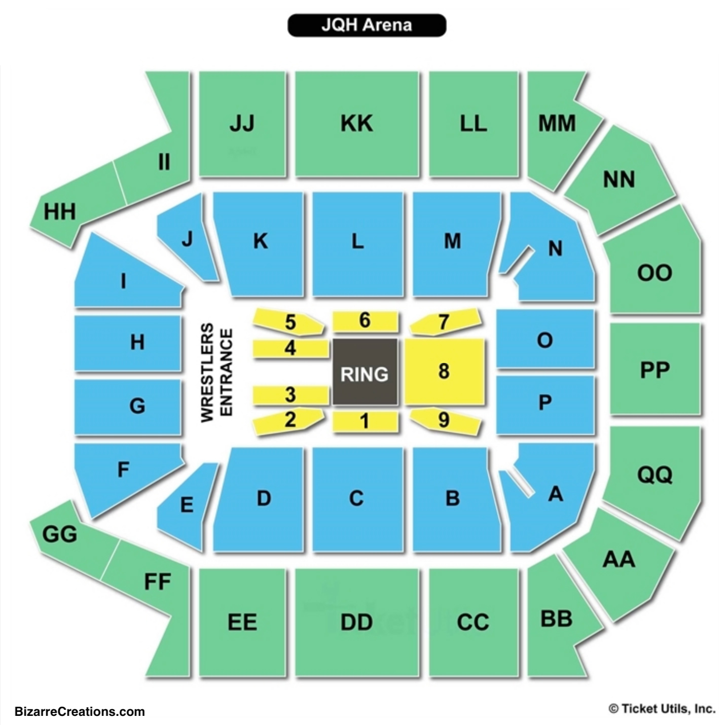 JQH Arena Seating Chart WWE.