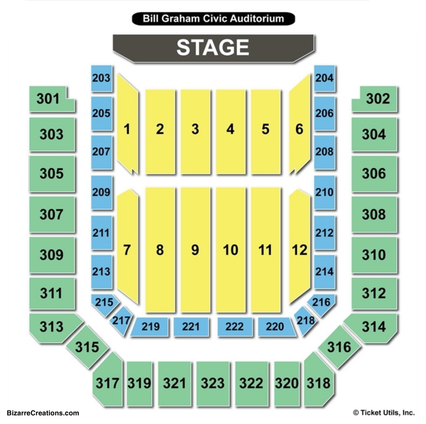 Bill Graham Civic Auditorium Seating Chart Concert.